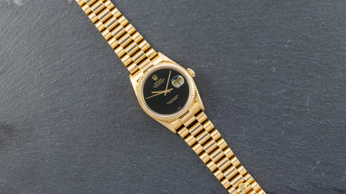 ロレックス時計 Rolex 18K Yellow Gold Onyx Datejust President Watch | Veralet