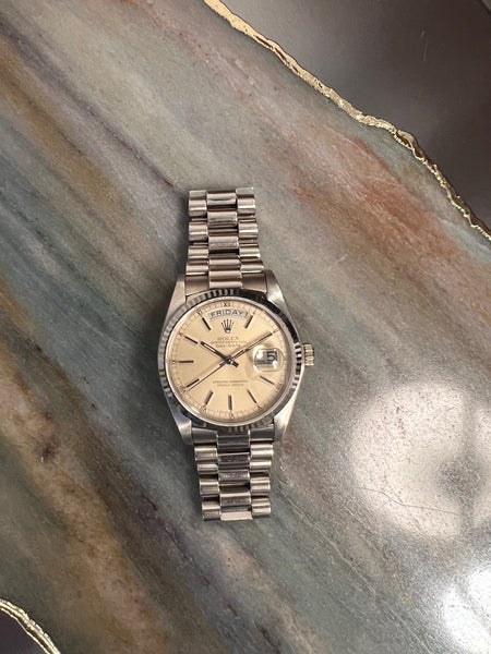 Rolex 18K White Gold Day Date President Watch Veralet