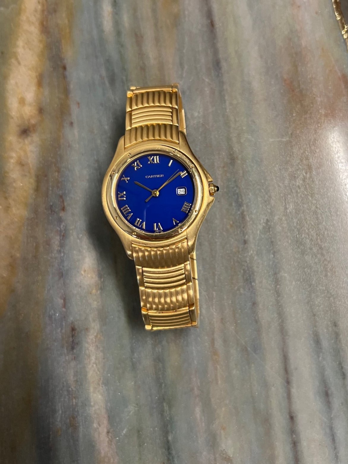 Cartier Cougar Panthere 18K Gold Enamel Dial Watch