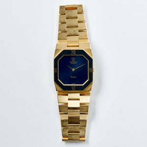 Rolex 18K Yellow Gold Cellini Blue Stone Geometric Vintage Watch | Veralet