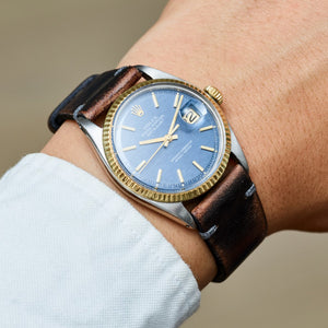 Rolex Two-Tone Oyster Perpetual Blue Wave Datejust Vintage Watch | Veralet