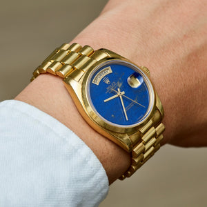 Rolex 18K Yellow Gold Oyster Perpetual Lapis Lazuli Day-Date President Vintage Watch | Veralet