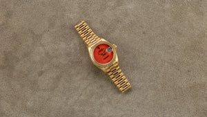 Rolex 18K Yellow Gold Ladies Oyster Perpetual Coral Datejust Watch | Veralet