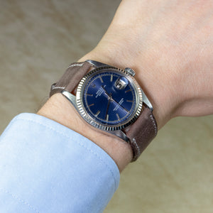 Rolex Stainless Steel and 18K White Gold Oyster Perpetual Datejust Vintage Watch with Blue Sigma Dial | Veralet