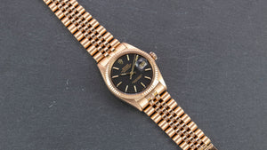 Rolex 18K Rose Gold Datejust Black Matte Vintage Watch | Veralet