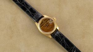 Rolex 18K Yellow Gold Ladies 26mm Tiger's Eye Datejust Vintage Watch | Veralet