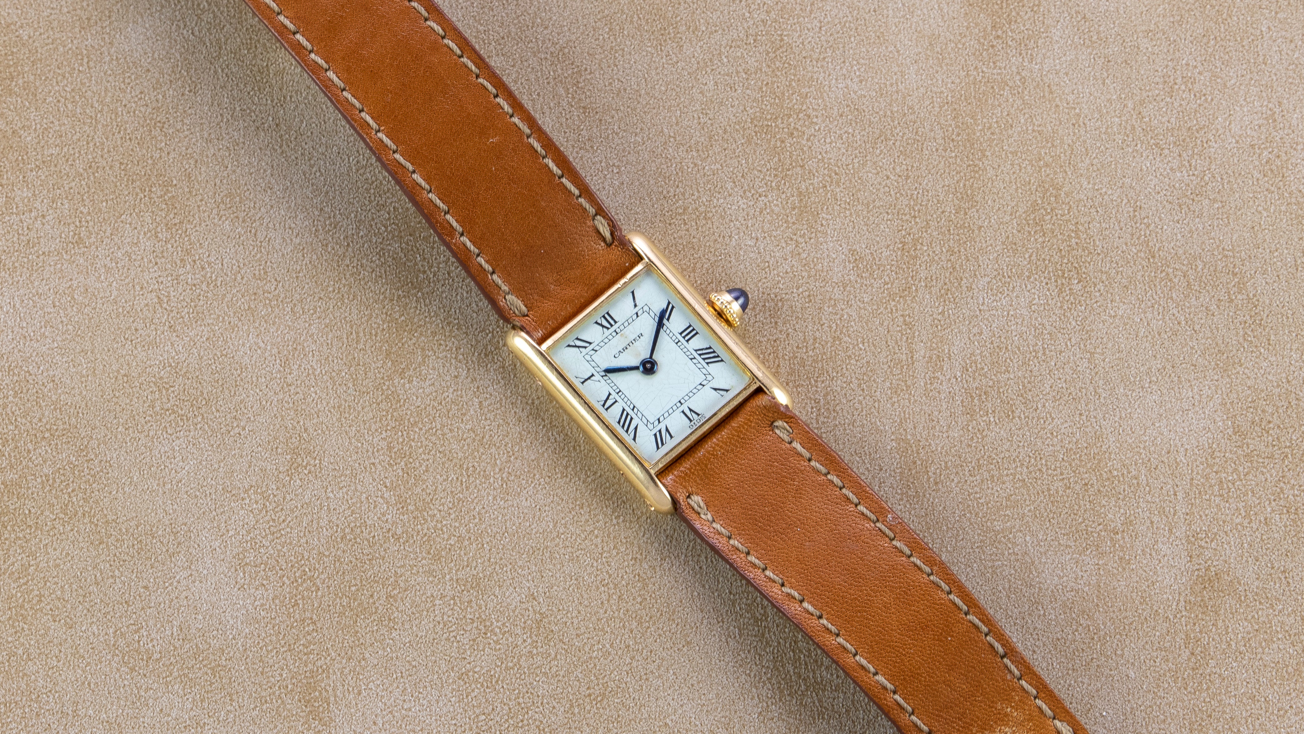 Cartier 18K Yellow Gold Ladies Tank Manual Wind Vintage Watch | Veralet