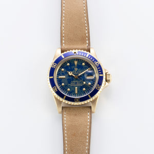 Rolex 18K Yellow Gold Blue Gloss Earth Submariner Vintage Watch | Veralet